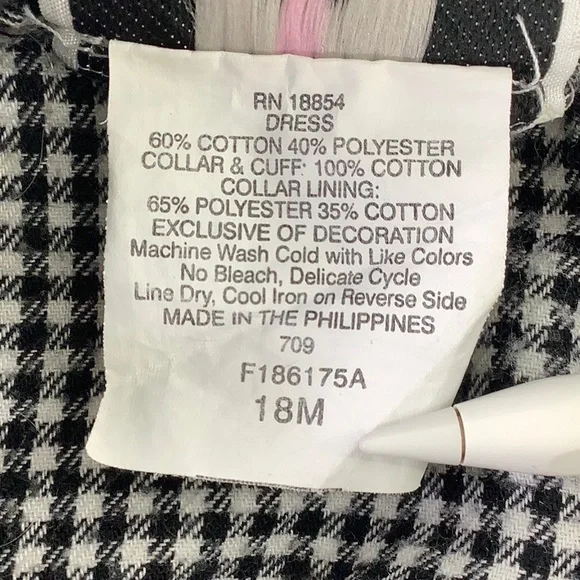 Rare Editions Smocked Houndstooth Floral velvet trim dress size 18M EUC - Picture 8 of 14